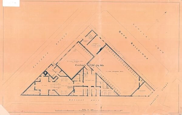 Plan of the Turkish, Swimming and other baths, Convent Walk, Sheffield; for sale, 1890