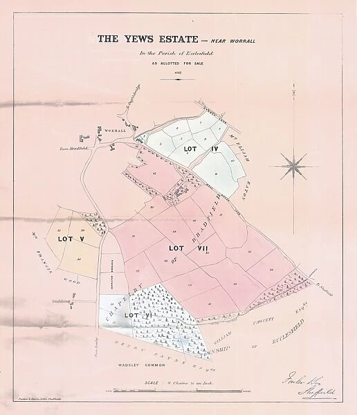 Plan of the Yews Estate, near Worrall, for sale by auction, 1862