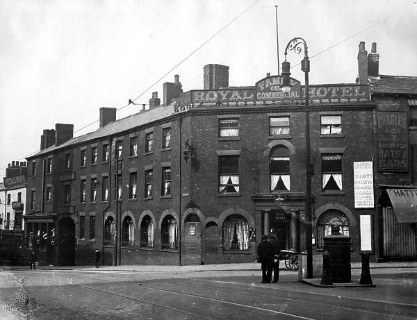 Royal Hotel, Waingate (left) and corner of Exchange Street (right), photographed from Haymarket, 1913-14