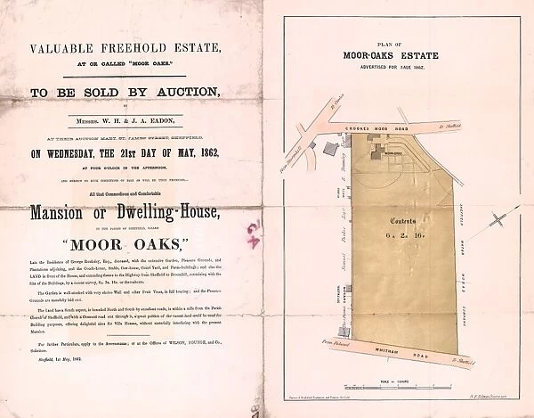 Sale particulars and plan of Moor Oaks Estate, 1862
