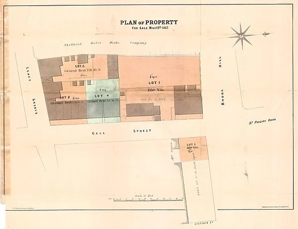 Sale plan for property fronting to Broad Land and Upper Gell Street, 1867