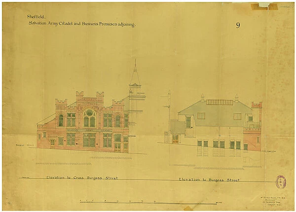 Salvation Army Citadel, Cross Burgess Street, Sheffield, Yorkshire. 1892