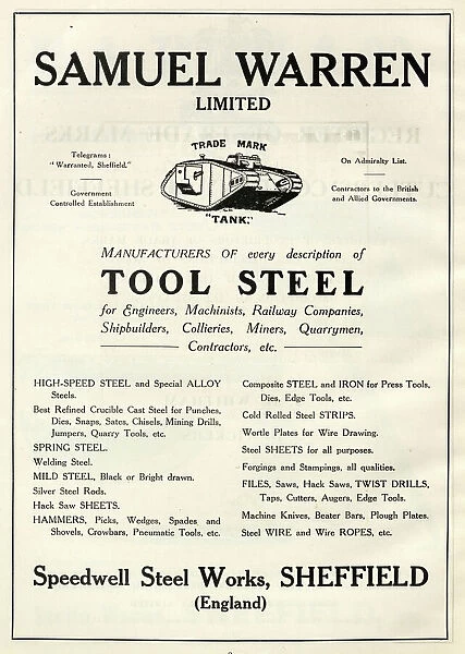 Samuel Warren Ltd., page from Register of trade marks of the Cutlers Company of Sheffield, 1919. Compiled by J. H. Whitham and D. Vickers