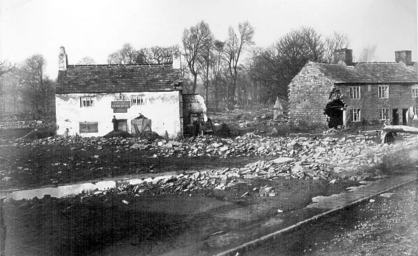 Sheffield Flood, Blue Ball Inn and destroyed houses, Bradfield Road, Hillsborough, , 1864
