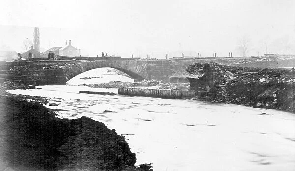 Sheffield Flood, Hillsborough Bridge, Langsett Road, Hillsborough, Remains of Hill Bridge, foreground, , 1864