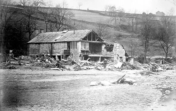 Sheffield Flood, remains of F. Shaw and Co. Wire Drawers, Damflask Wire Mill, River Loxley, , 1864