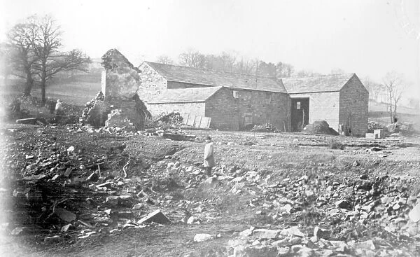 Sheffield Flood, Remains of Tricketts Farm belonging to James Trickett, at the junction of Rivers Rivelin and Loxley, household of eleven people washed away and drowned, , 1864