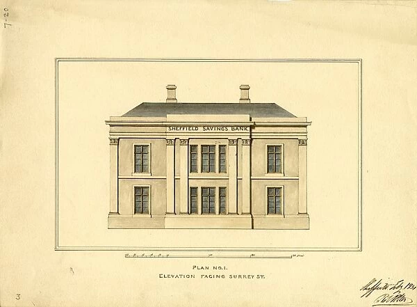 Sheffield Savings Bank, elevation facing Surrey Street by Robert Potter, 1831