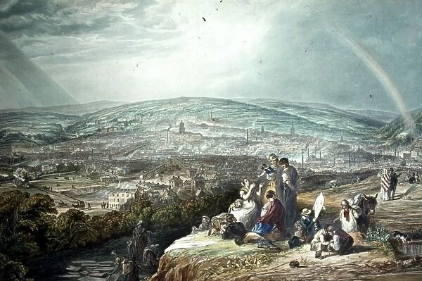 Sheffield from the south east (Skye Edge) by H Parker, 1844