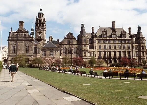 Sheffield Town Hall and Peace Gardens, 1989