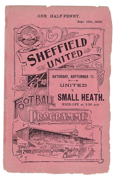 Sheffield United Football Club programme advertising the forthcoming match against Small Heath, 1904