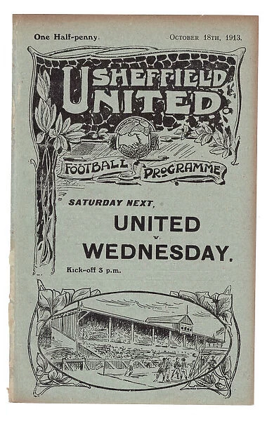 Sheffield United Football Club programme advertising the forthcoming match against Sheffield Wednesday, 1913