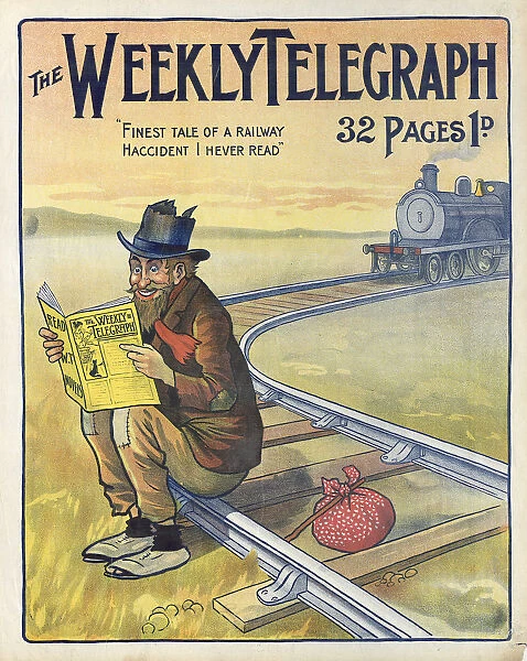 Sheffield Weekly Telegraph poster: finest tale of a railway haccident [sic] I hever [sic] read, 1902