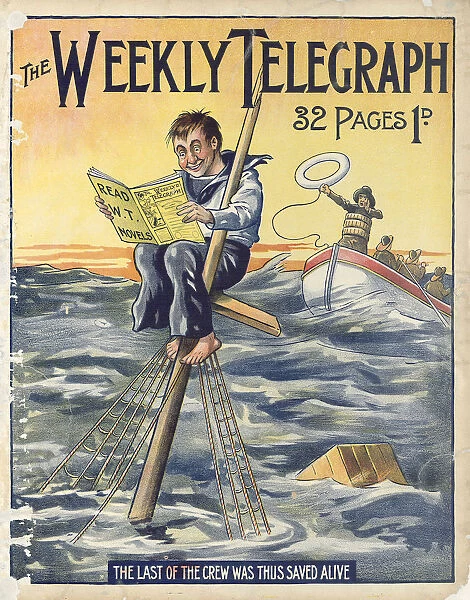 Sheffield Weekly Telegraph poster: read W. T. novels - the last of the crew was thus saved alive, 1901
