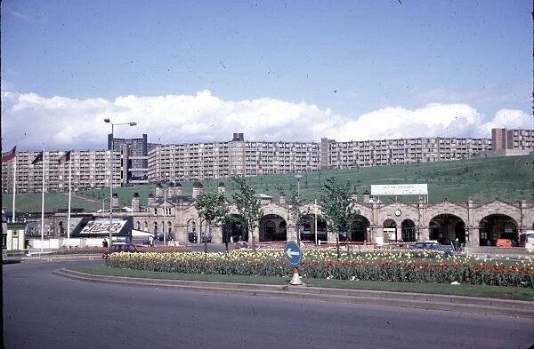 Sheffields Midland Station, Sheaf Square, looking towards Hyde Park Flats, 1968
