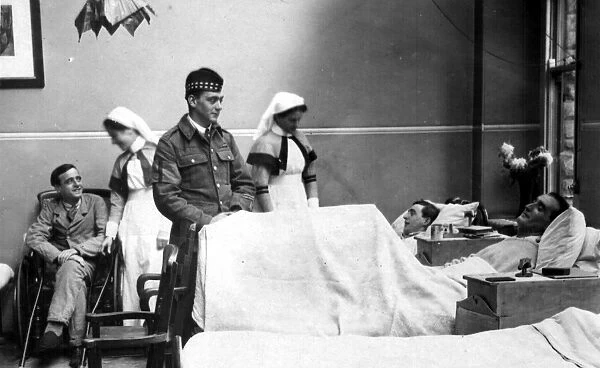 Ward 1, PTE Ritchie V. C Black Watch (standing), most probably at 3rd Northern General Base Hospital, Broomhall, World War I