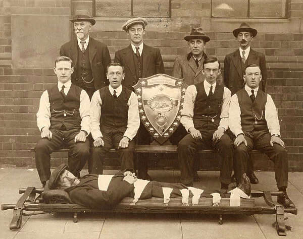 Winning team in the Edgar Allen Ambulance Shield Competition, Sheffield, Yorkshire, c. 1910