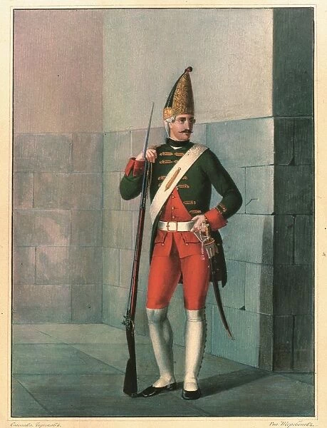 Grenadier of the Izmailovsky Regiment in 1762, End 1830s. Artist: Chorikov, Boris Artemyevich (1802-1866)