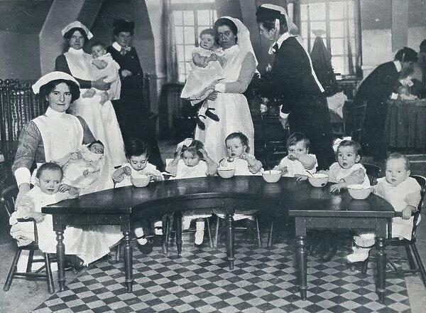 Kingsway Hall Creche for children with fathers at the war and mothers who are working, 1914
