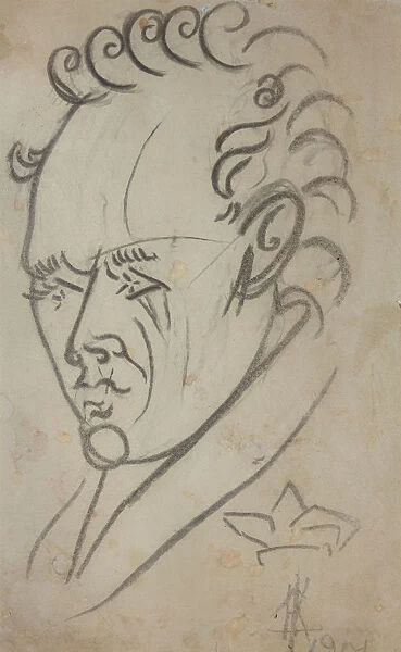 Portrait of the poet Vasili Kamensky (1884-1961), 1913. Creator: Kulbin, Nikolai Ivanovich