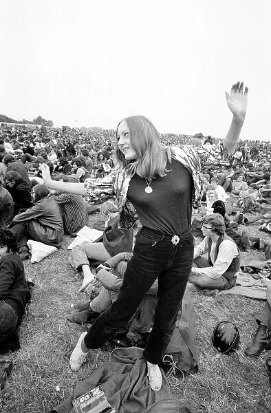 Hippy girl dancing at The Isle of Wight Festival. 30th August 1969