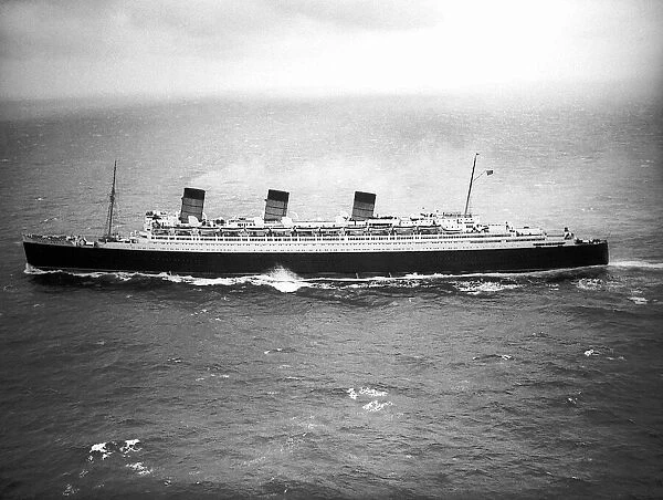 The Queen Mary ship bringing Queen Elizabeth the Queen Mother home from the US