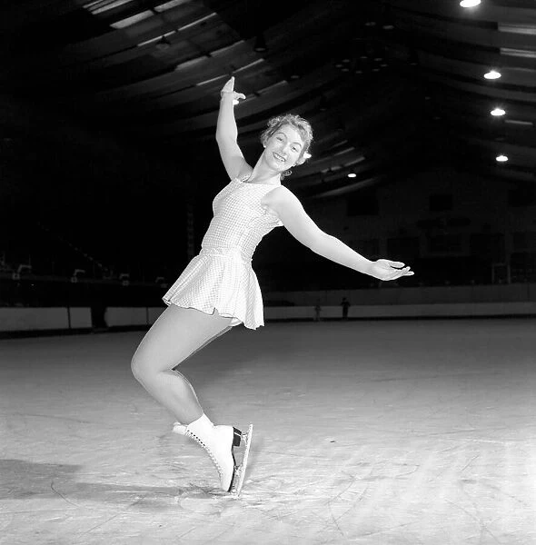 Sport: Figure Skating: Jennifer Nicks ice skater seen here practising in Brighton. 1958
