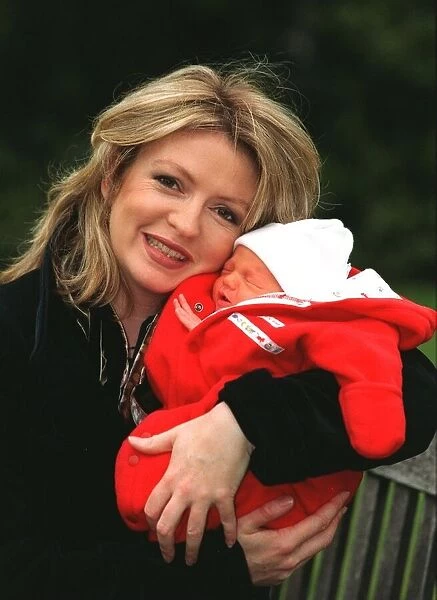 TV presenter caron keating with her new born son gabrielle