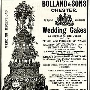 Advert, Bolland & Sons, Chester, Wedding Cakes