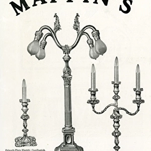 Advert for Mappin & Webb electic candelabras 1906