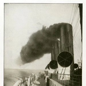 The Cunard Liner RMS Mauretania - Boat Deck - Funnels
