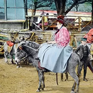 Donkey rides at a village fete, Victorian period