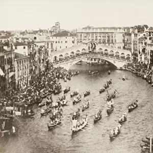 festival gondolas, near the Rialto bridge, Venice, Italy