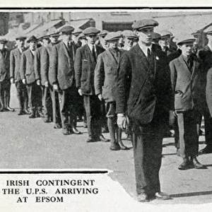 Irish contingent of UPS arriving at Epsom, Surrey, WW1