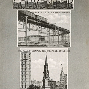 NYC - Elevated Railway at 110th Street and St. Pauls Chapel