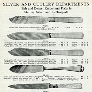 Seletion of sterling silver, electro-plate knives 1929