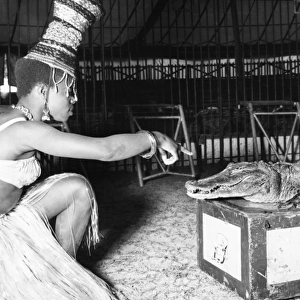 Woman with alligator, Chipperfields Circus