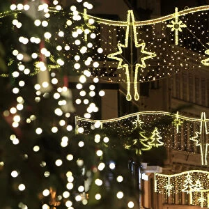 Christmas illuminations light the Vaci shopping street in downtown Budapest