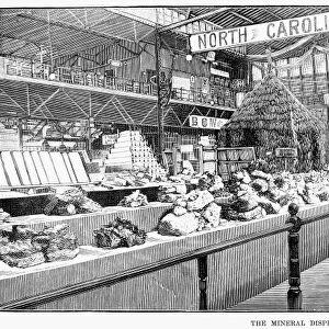 INDUSTRIAL FAIR, 1883. The North Carolina mineral exhibit at the Boston Industrial Fair, 1883. Line engraving from a contemporary American newspaper