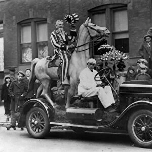 MUMMERS PARADE, 1929. Uncle Sam riding on a float in the Mummers Parade on New