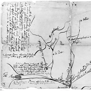 Sketch map by John Adams, of the taverns in Braintree and Weymouth, c1761