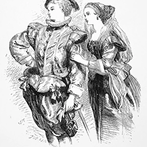 TWELFTH NIGHT. Viola and Olivia (Act III, Scene IV) from William Shakespeares Twelfth Night. Wood engraving, 1881, after Sir John Gilbert