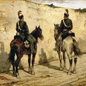 Italy, Biella, painting of Light Cavalrymen