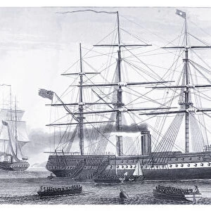 English steam screw frigate 1847 illustration