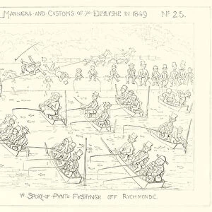 1849, The sport of punt fishing off Richmond (engraving)
