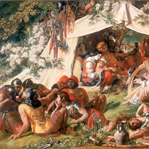 Alfred the Saxon King, Disguised as a Minstrel, in the Tent of Guthrum the Dane, c. 1852 (oil on canvas)