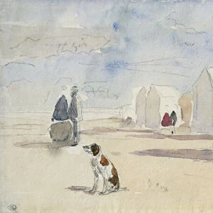 By the Bathing Machines, 1866 (w / c on paper)
