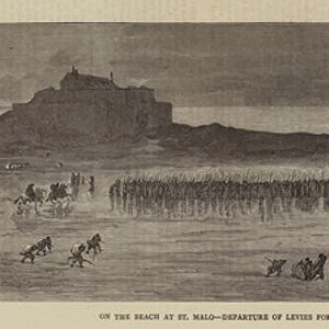 On the Beach at St Malo, Departure of Levies for the Front (engraving)