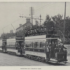 Bradford City Tramway Cars (b / w photo)