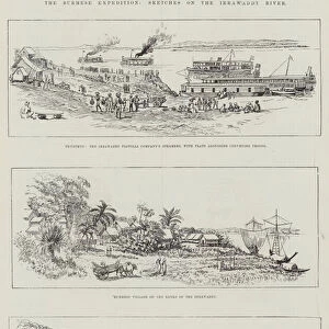 The Burmese Expedition, Sketches on the Irrawaddy River (engraving)